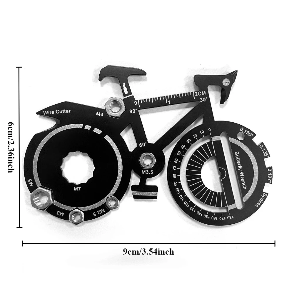 1 Pc 20 In 1 Bicycle Multitool Card Survival Gadgets Keychain Utility Pocket Tool Multifunctional Outdoor Camping Tool
