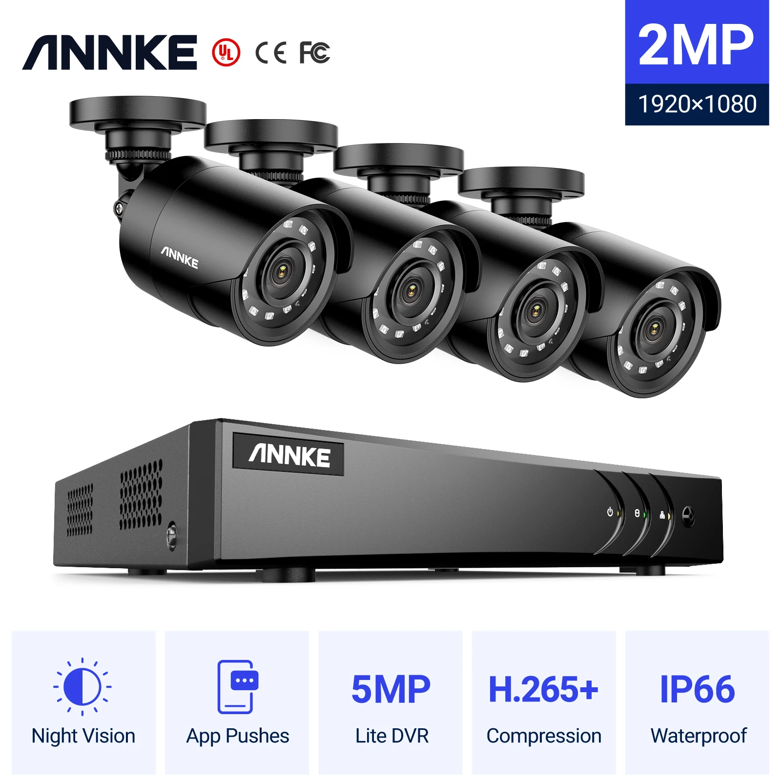 ANNKE Kit de cámara de seguridad exterior con cable 3K con