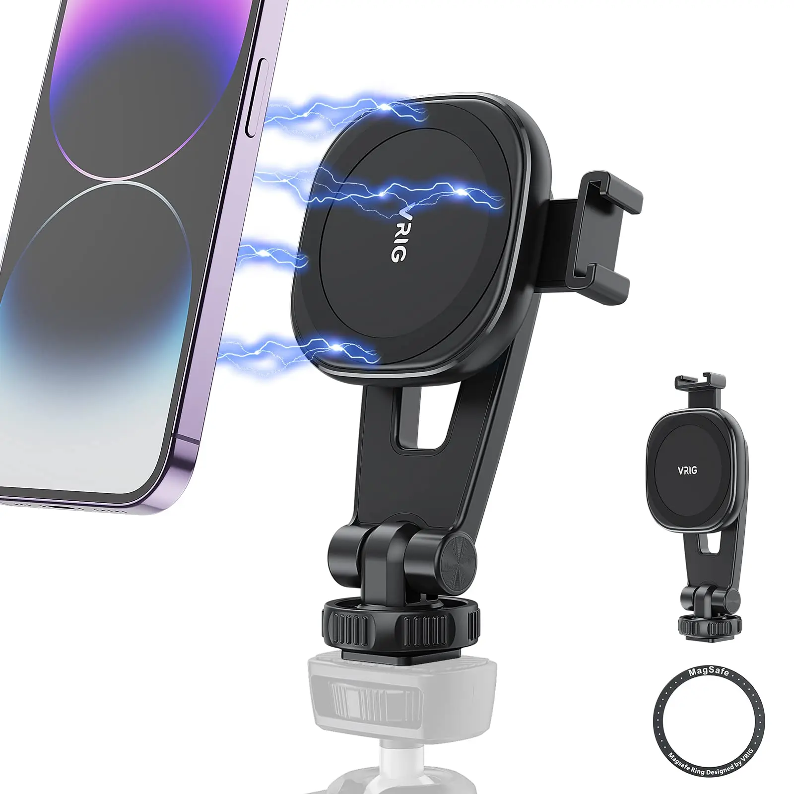 Supporto Magnetico VRIG MG-26 Per Treppiede | Compatibile Con MagSafe Per IPhone 16-12 | Pieghevole Con Attacco 1/4" E Doppio Magnete N52