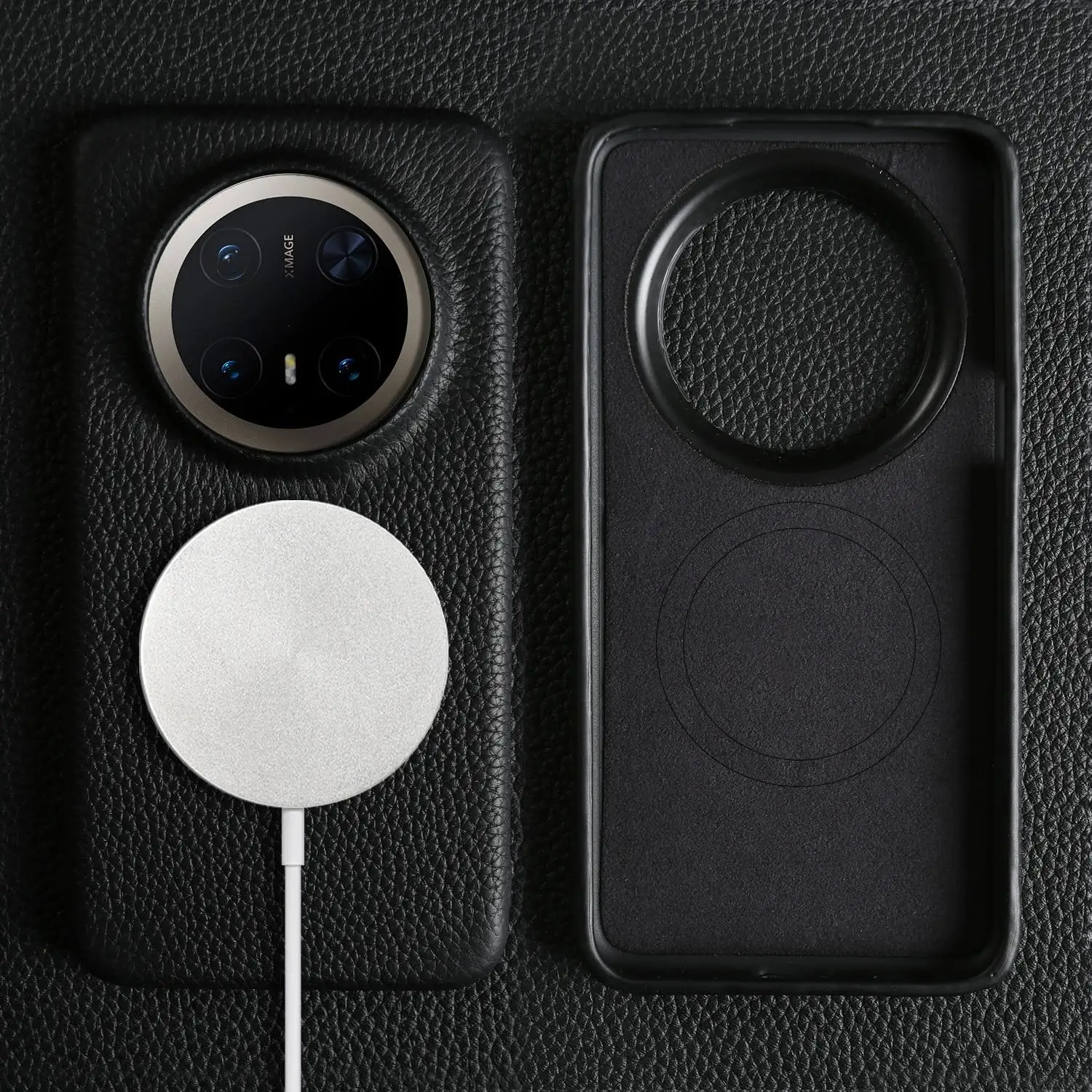 Magnetic Luxury Genuine Leather Wireless Charging Shockproof Case