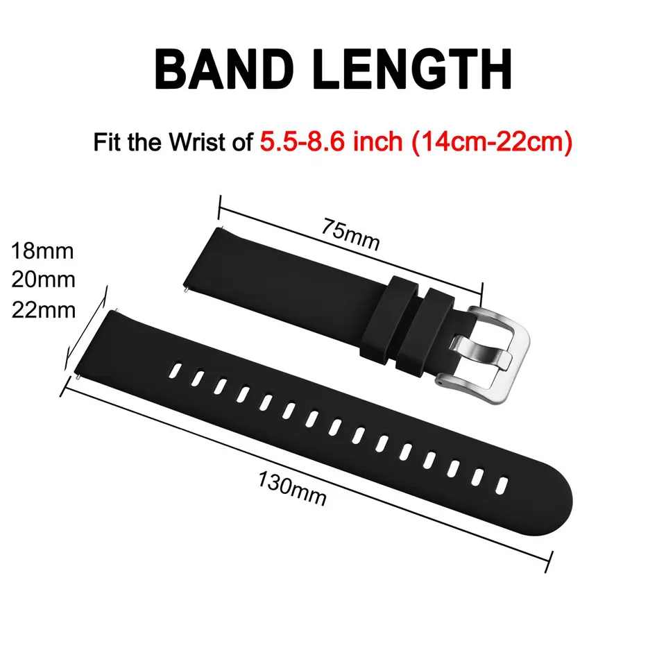 Bracelets De Montre En Silicone BISONSTRAP – Fin, à Dégagement Rapide – Largeurs 14 à 22 Mm