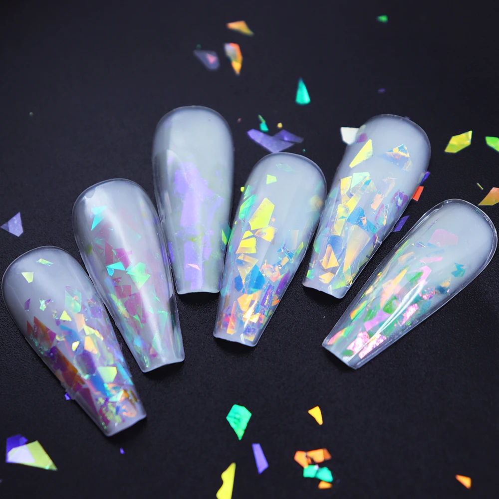 Iridescent Irregular Nail Glitter Flakes Nail Art Decoration AB Mermaid Broken Glass Foil For Manicure Design Nails Accessories 4