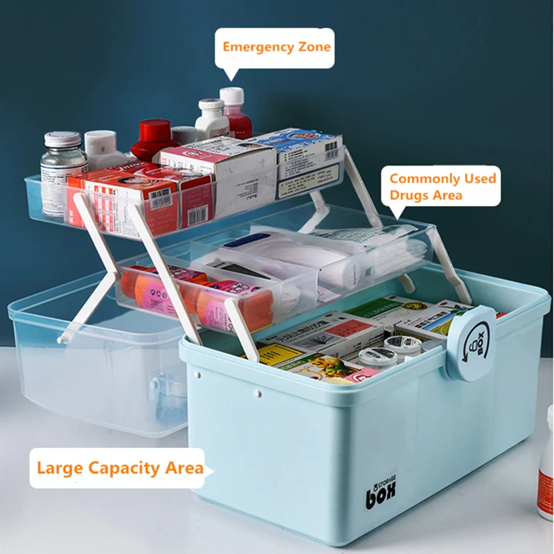 3 Layers Portable Organizer First Aid Kit Plastic Waterproof Medicine Cabinet Storage Box Plastic Storage Container, Size: A8, Gray