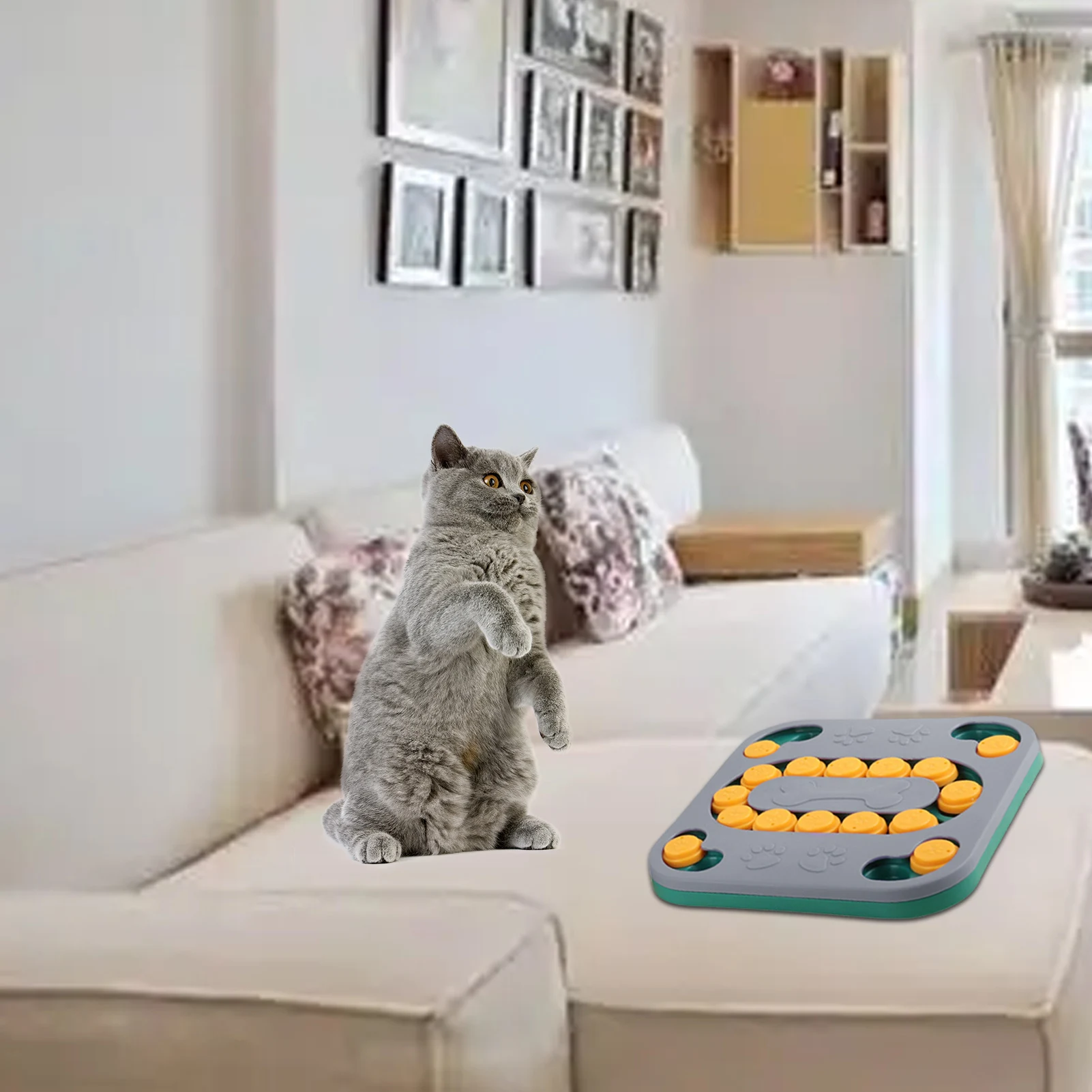  MEOW MEN Juguete interactivo para perros, bola de alimentación  lenta para perros, juguete dispensador de golosinas para perros,  rompecabezas dispensadores de alimentos, juguetes masticables para perros  medianos a grandes (azul) 