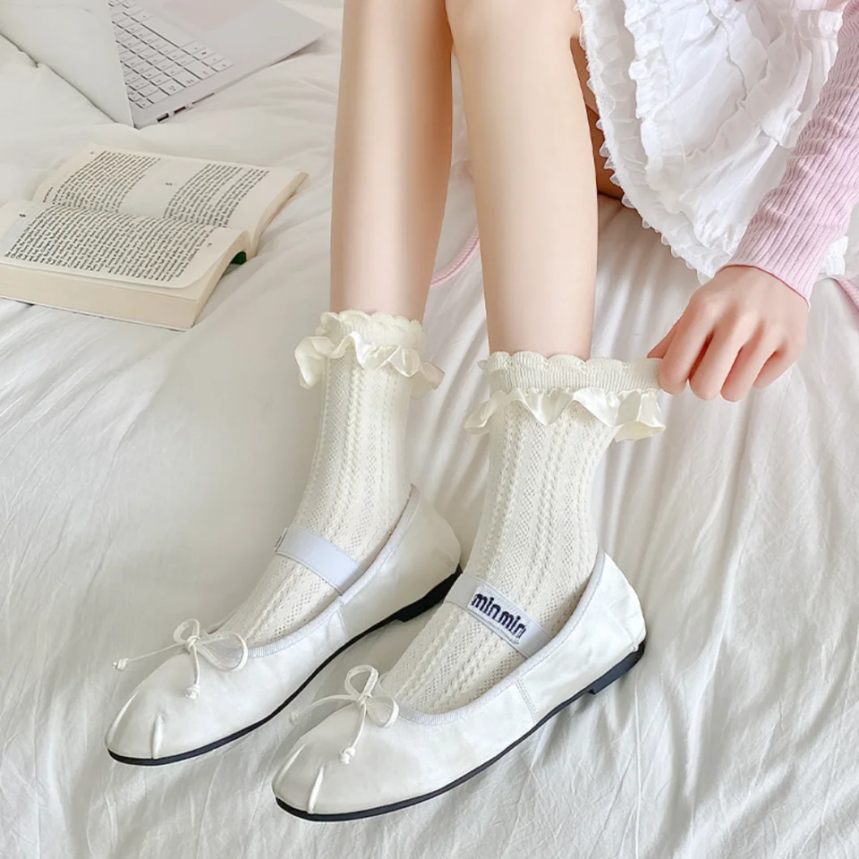 2 Paar Spitzen Rüschen Socken Damen - Lolita & Kawaii Style