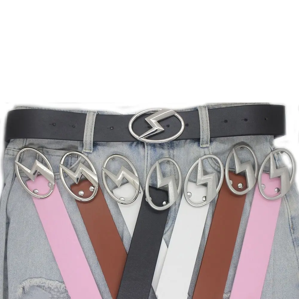

Leather Flash Buckle Hollow Buckle All-match Wide Side Women Waist Belts Metal Buckle Belts Men Waist Belts Korean Waistbands