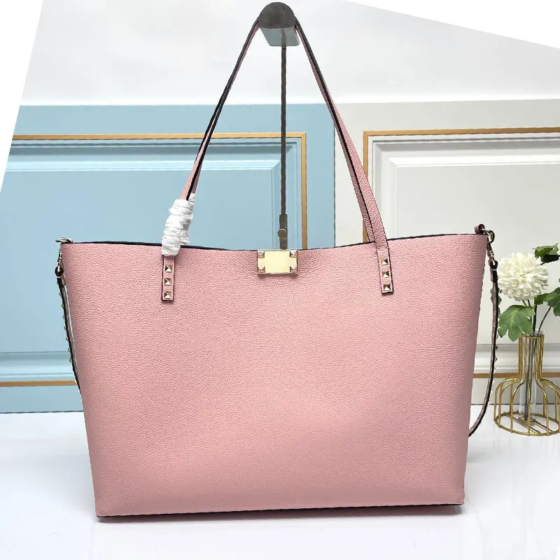

Cowhide Tote Bag Fashion Design Color Blocking Togo Genuine Leather Handbag Shoulder Crossbody Large Capacity Travel Shopping
