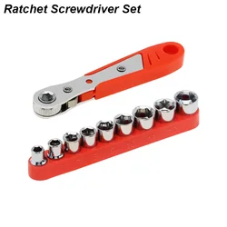 Compact Right Angle Ratchet Wrench and Screwdriver Socket Set with Metric Bits (Ratchet Socket Set)