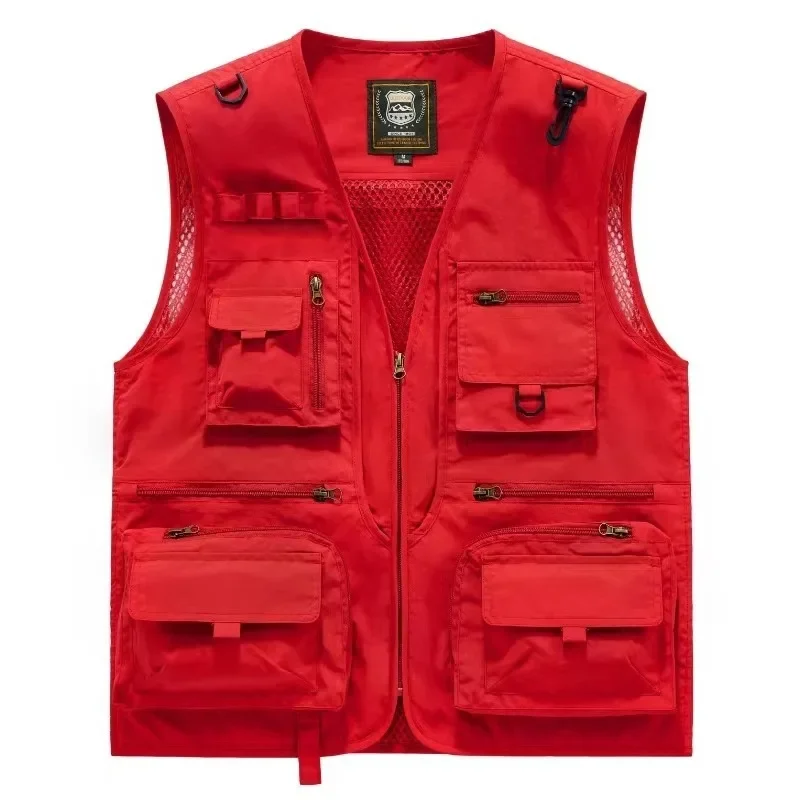 Work Vest Multi Pocket Windbreaker Hunting Works Vests for Men Leather Waterproof Motorcyclist Sleeveless Jacket Luxury Brand