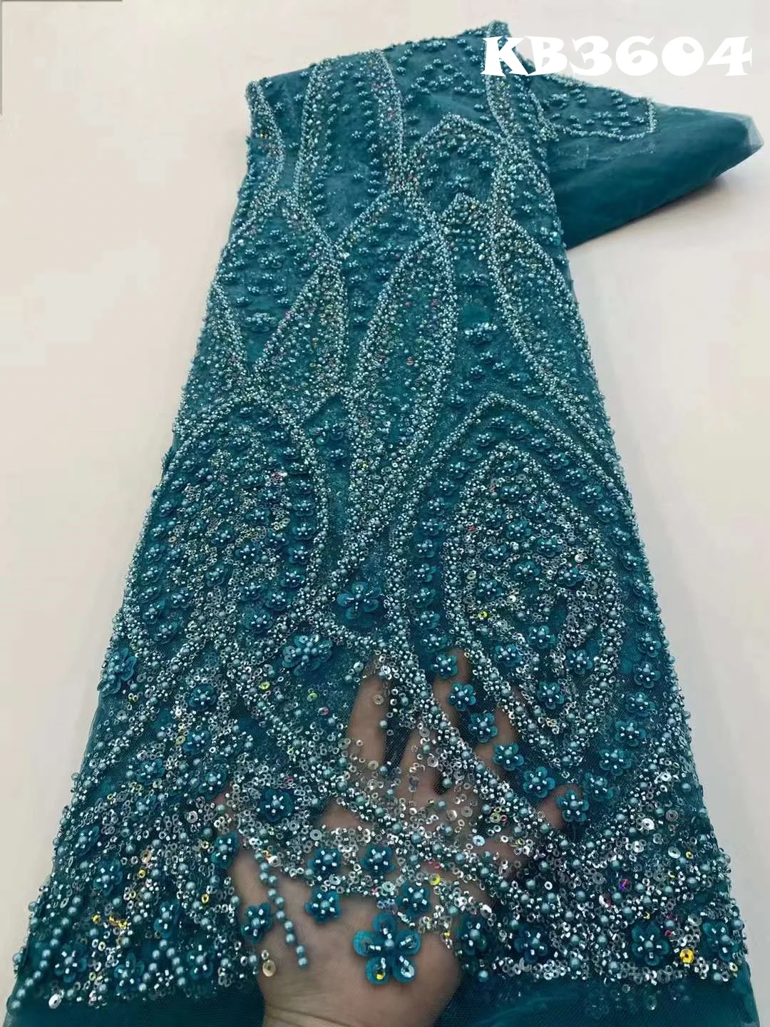 Olive Green Beaded Lace Fabric Nigerian Lace Fabric High Quality Gold Embroidered For Women's Evening Dress