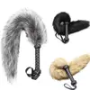 PU Leather Handle Fox Tail Fur Whip Fetish Ass Spanking Paddle Bondage Gear Flogger BDSM Flirt Slave Erotic Sex Toys for Couples 1
