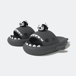4cm Thick Sole Glowing Shark Slippers - Unisex Indoor/Beach Summer Sandals - 36 - 37 (Panda gray)