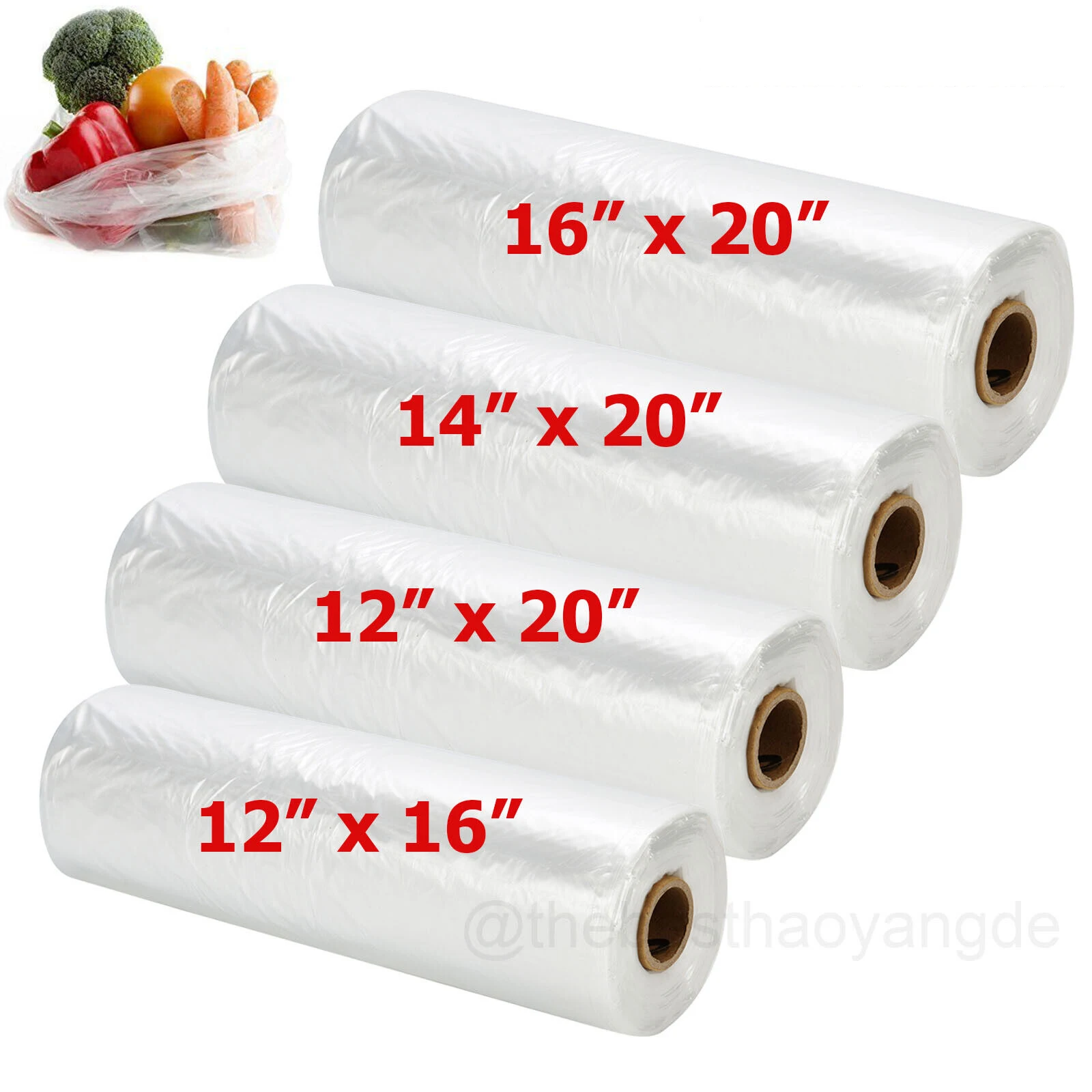 

1 Roll 350 Bags Plastic Produce Clear Bag On Roll Kitchen Food Fruit Storage 16X20Inch