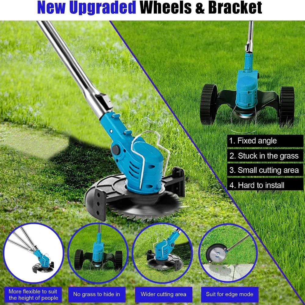 Electric Lawn Mower Cordless Handheld Grass Trimmer Length Adjustable Cutter Household Garden Tools For Makita 18V Battery 5