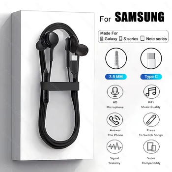 Originale Tipo C Auricolare Cablato Per Samsung Galaxy S23 S21 S22 Ultra Plus 3.5mm Auricolari Cuffie A54 A34 A53 A53 Accessori 1
