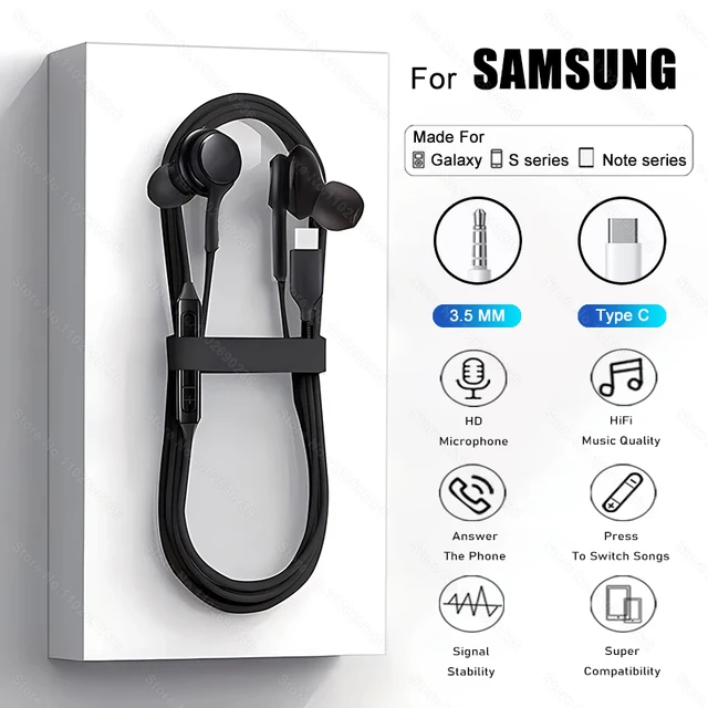 Originale Tipo C Auricolare Cablato Per Samsung Galaxy S23 S21 S22 Ultra Plus 3.5mm Auricolari Cuffie A54 A34 A53 A53 Accessori 1