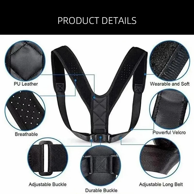 Posture Correction Belt Back Hunchback Prevention Correction of Sitting Posture Unisex Breathable Body Shaping
