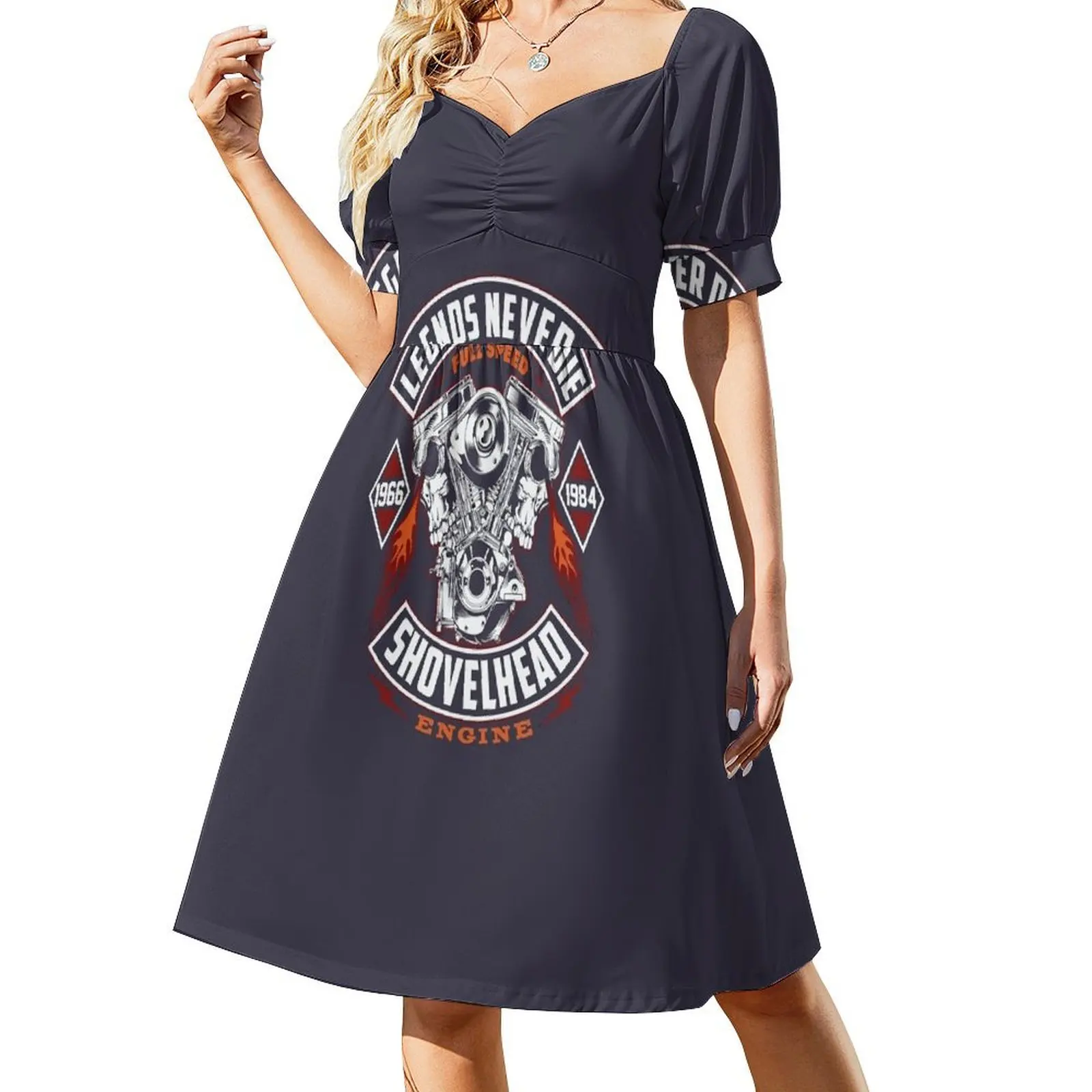 thumbnail image 1 of Vestido de manga corta elegante y suelto para mujer, estilo motociclista, con cabeza de pala, para Halloween y fiestas., 1 of 7