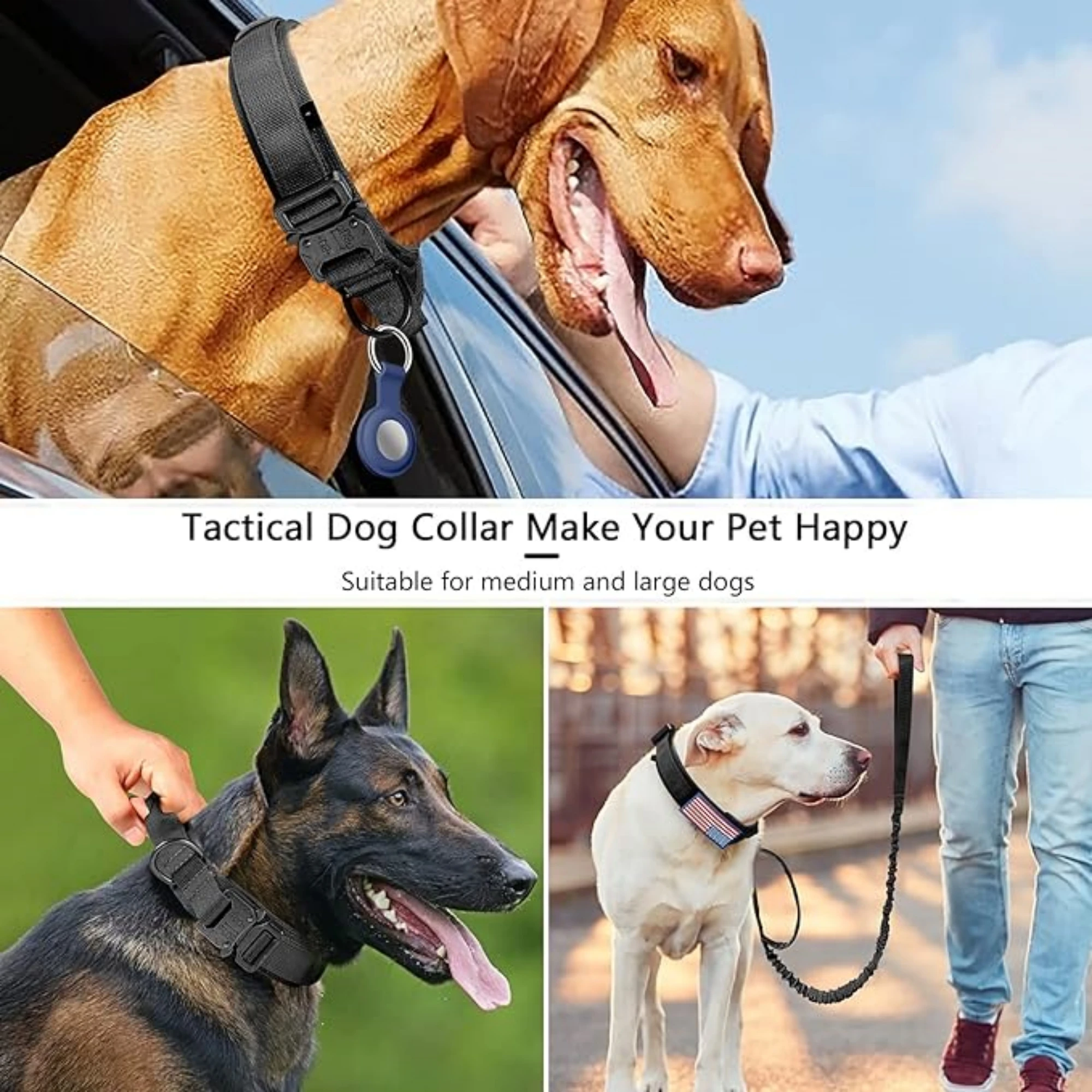 Dog collar nylon tactical collar pet outdoor large and medium-sized military dog training tactical dog strap dog collar pet collar