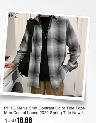 PFHQ Men's Shirts New Spring Autumn 2022 Trend Fashion Man Solid Color Male Vintage Japanese Style Simple Tops Vintage Blouse mens short sleeve button down shirts