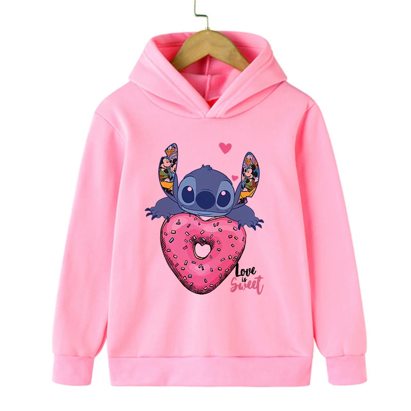 Y2k Kawaii Christmas Disney Stitch Hoodie Children Cartoon Clothes Kid Girl Boy Lilo and Stitch Sweatshirt Hoody Baby Casual Top 2
