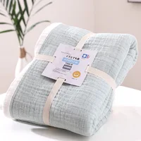 Summer Blankets 4 Layers Muslin Cotton Bedspread Blanket 150x200cm 200x230cm Soft Office Home Bedding Sleeping Quilt Blanket 2