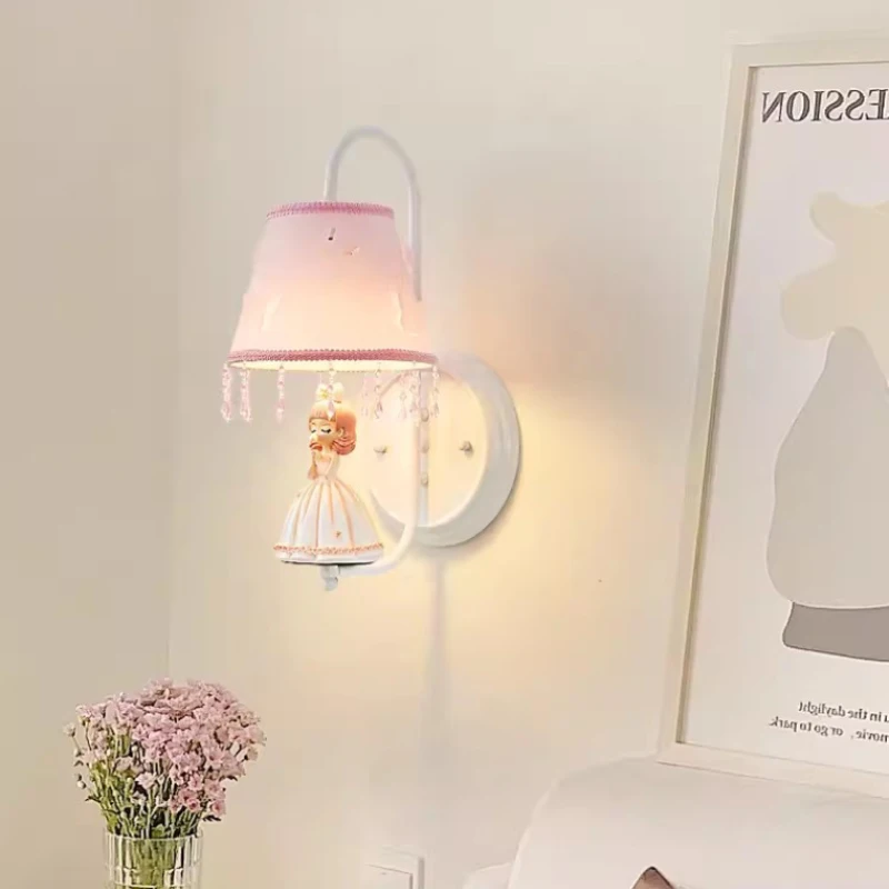 

Romantic Princess Girl Wall Lamps Girl Bedroom Bedside Lamp LED Modern Warm Children's Room Nursery Princess Room Wall Lights