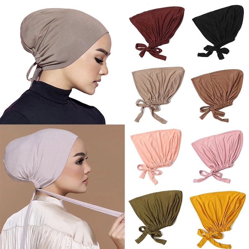 Muslim Turban Hat Inner Hijab Caps Islamic Underscarf Bonnet Female Headwrap muslim headwear