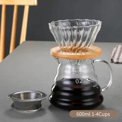 Enhanced Pour Over Coffee Maker with Glass Carafe and Dripper (600ml A set)