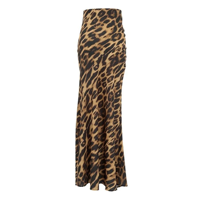 Leopard Print Skirt for Women Fashion Sexy Hip Package Slim Long Skirts Summer Elegant Vintage Party Bodycon Skirts Streetwear