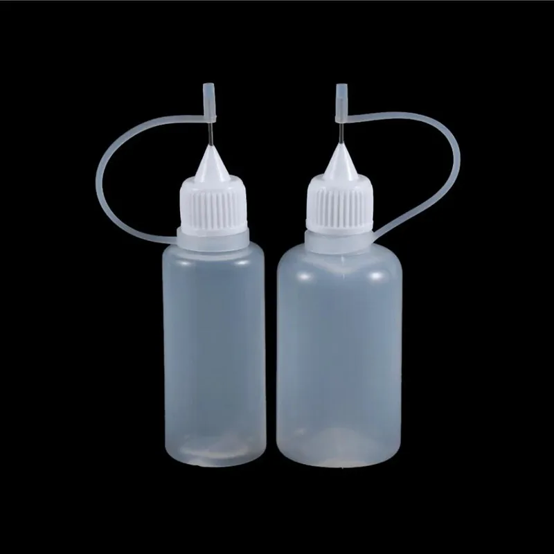 Refillable Dropper Bottles 10Pcs 10ml 30ml Plastic Squeezable Tip Applicator Bottle with Needle Tip Caps for Glue DIY