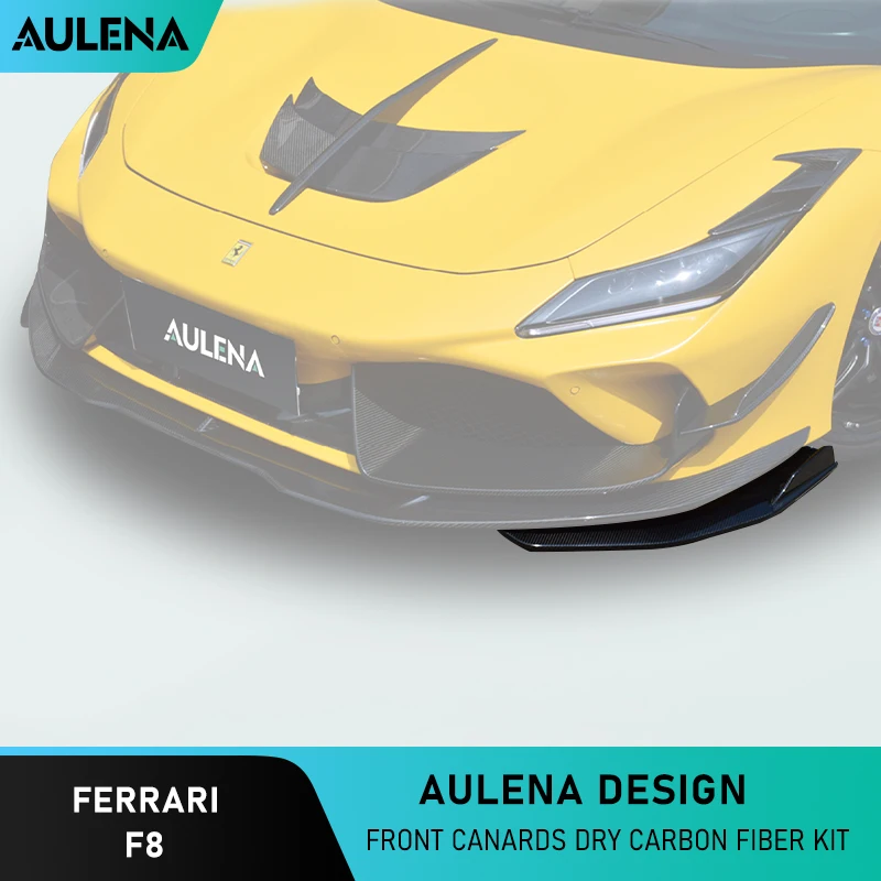 

Aulena Dry Carbon Fiber Body Kit Front Canards Carbon Front Bumper Lip Splitters Aprons Full Dry Carbon For Ferrari F8 Aero Kit