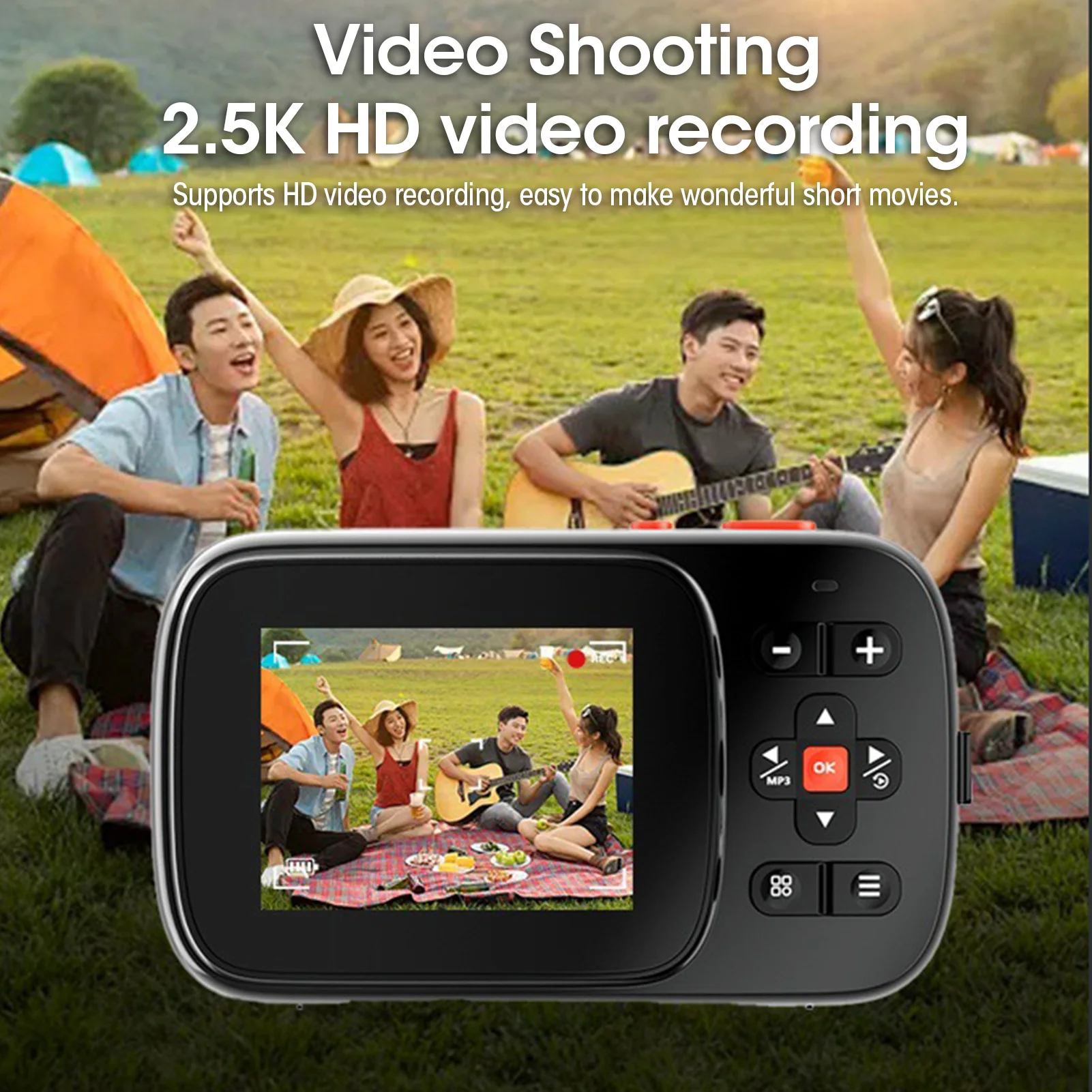 Digital Camera with Anti-Shake, Light Sensitivity, and Autofocus - 72MP, 2.5K Resolution, 16X Zoom, 750mAh Battery