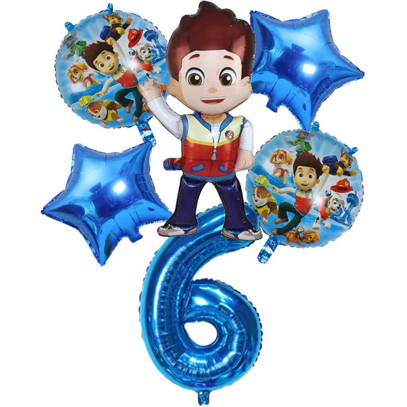 6-teiliges neues Paw Patrol Geburtstagsballon-Set mit Ryder Rocky Zuma Everest Folienballons, lustiges Kinderparty-Dekorationszubehör – Detail 7