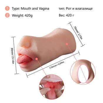 Male Masturbator Cup Heating Vibtrators Realistic Mouth Oral Sex toys Vagina Artificial cup Tongue Vibrating Sex toys for Men 3