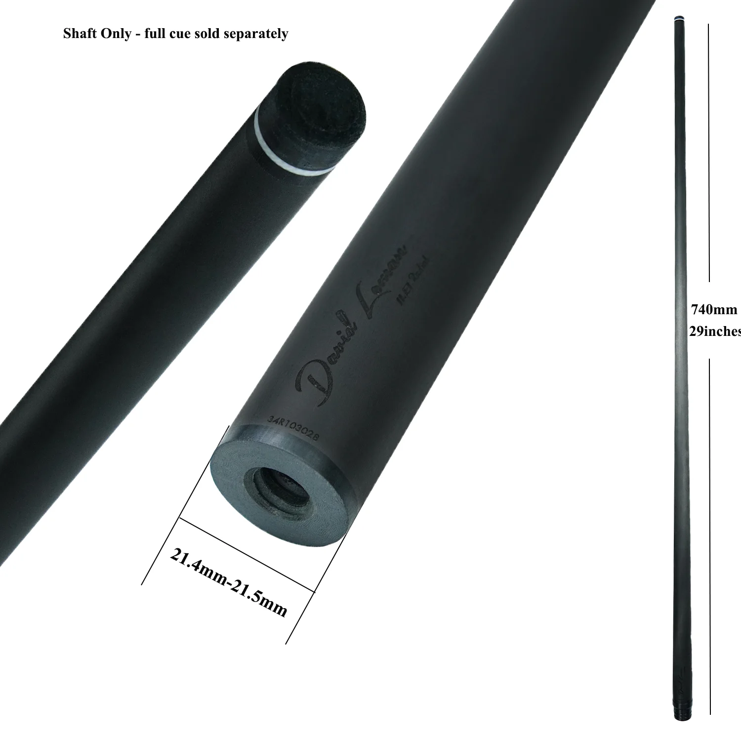 DAVID LOMAN Play/Hit cue Shaft Carbon Fiber Pool Cue Stick Shaft Low Deflection Pool Shaft Professional Cue Collar 21.4-21.5mm