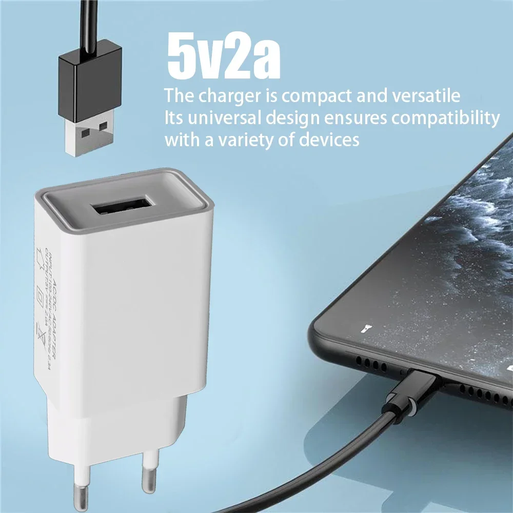 5V 2A Home Travel USB Wall Charger Power Universal Phone EU/US Charging Plug Adapter For IPhone 15 14 Samsung Huawei