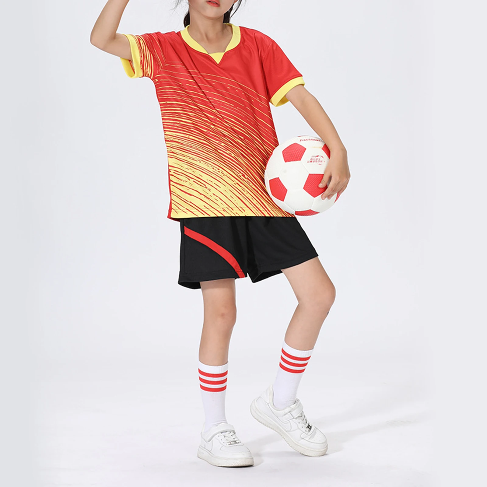 2PCS Kids Boys Sport Suit Short Sleeve T-shirt And Shorts Football Soccer Game Training Uniform Sportswear Athletic Tracksuit