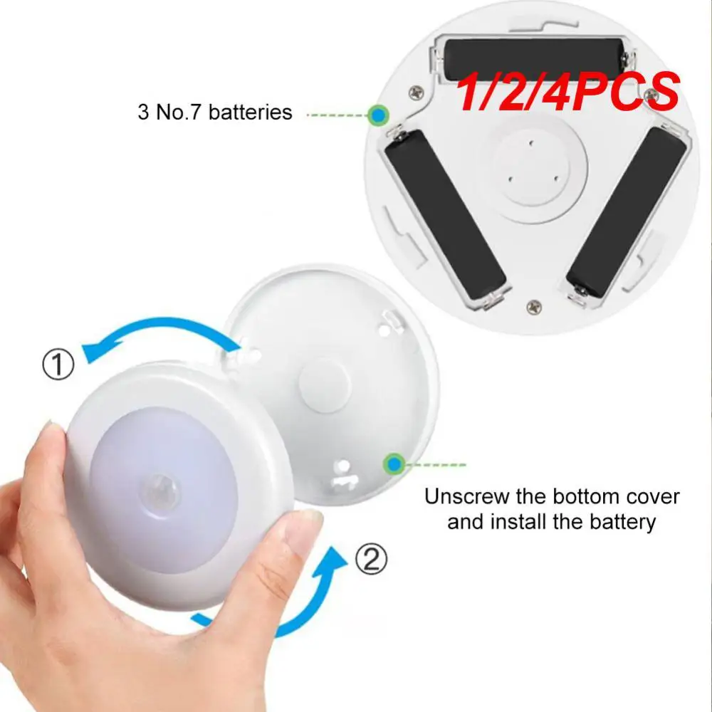 

1/2/4PCS Motion Sensor LED Night Light Bedroom Round Lamp Energy-saving Automatic For Wall-Mounted Body Induction Lamp Closet