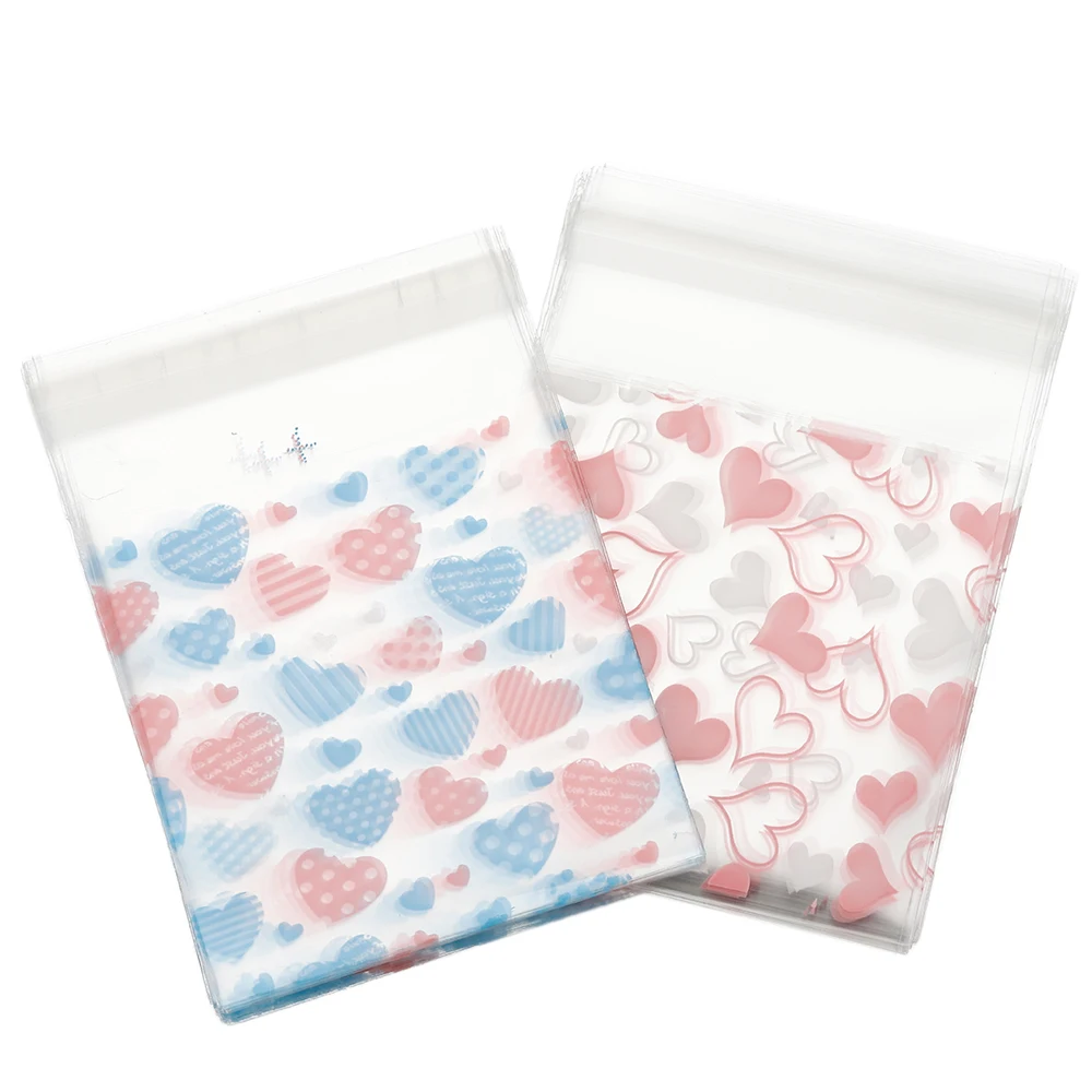 50pcs 발렌타인 데이 사랑 시리즈 diy 쥬얼리 포장 디스플레이 베이킹 쿠키 포장에 대 한 명확한 플라스틱 자체 접착 가방