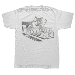 Chess Cat Smoking Graphic Unisex Cotton T - Shirt - Oversized Streetwear Hip Hop Fashion - XS (WHITE)