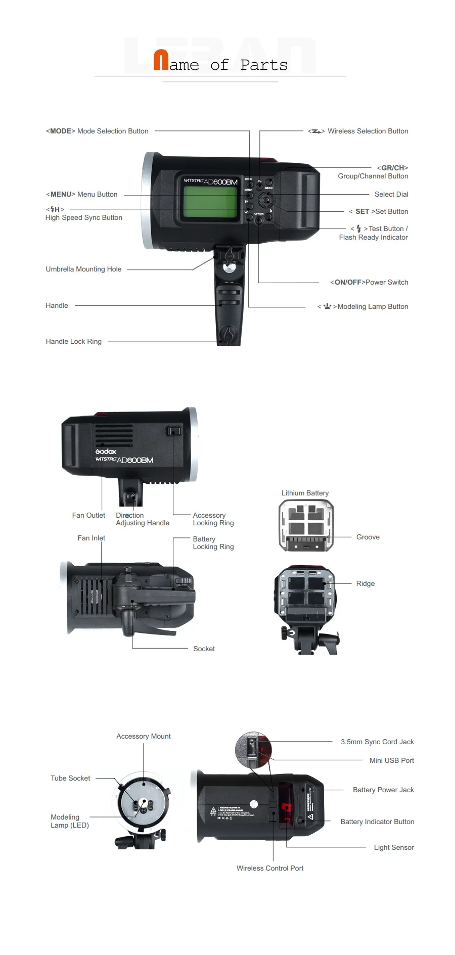 Godox Wistro AD600BM Bowens Mount 600W GN87 HSS 1/8000s Sync Outdoor Flash With