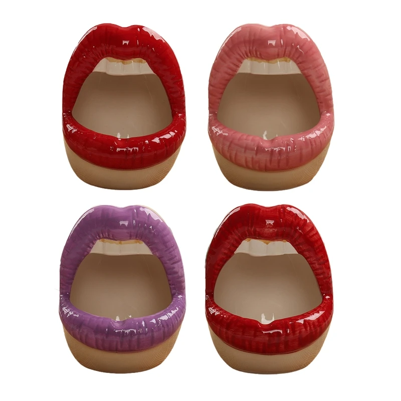 

2024 New Ceramic Sexy Big Mouth Lip Smoking Ashtray Succulent Cactus Pot Container for Home Bedroom Office Desktop Decoration