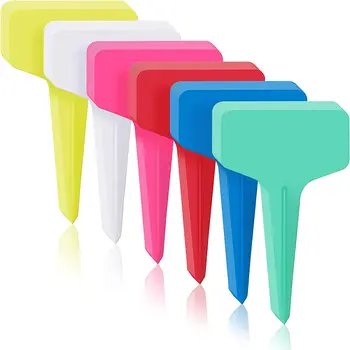 50/ 100/ 500PCS Plastic Plant Labels 2.4" x 4"/ 6x10cm T-Type Garden Tags Plants Waterproof 6 Colors Plant Tags for Plant Sign