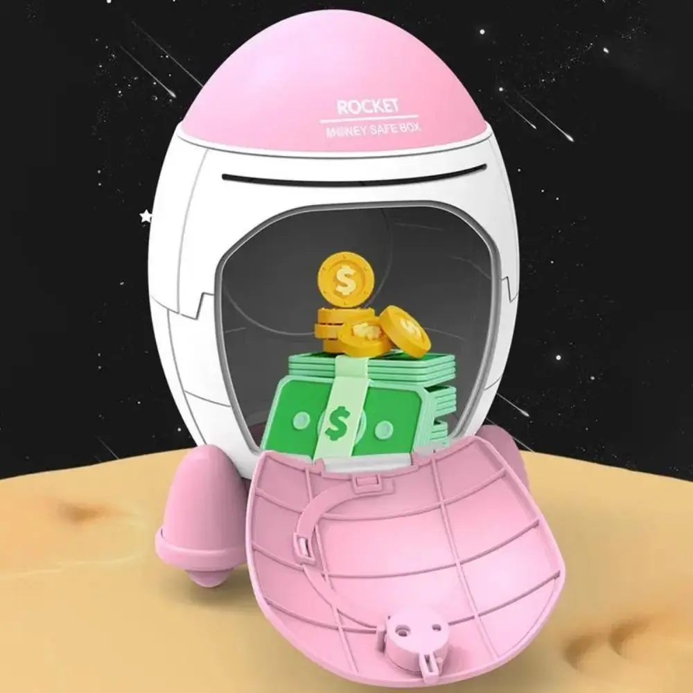 Password Lock Rocket Piggy Bank Fingerprint Money Box Electronic Bank Safe Box Safe Large Capacity Children Money Boxes