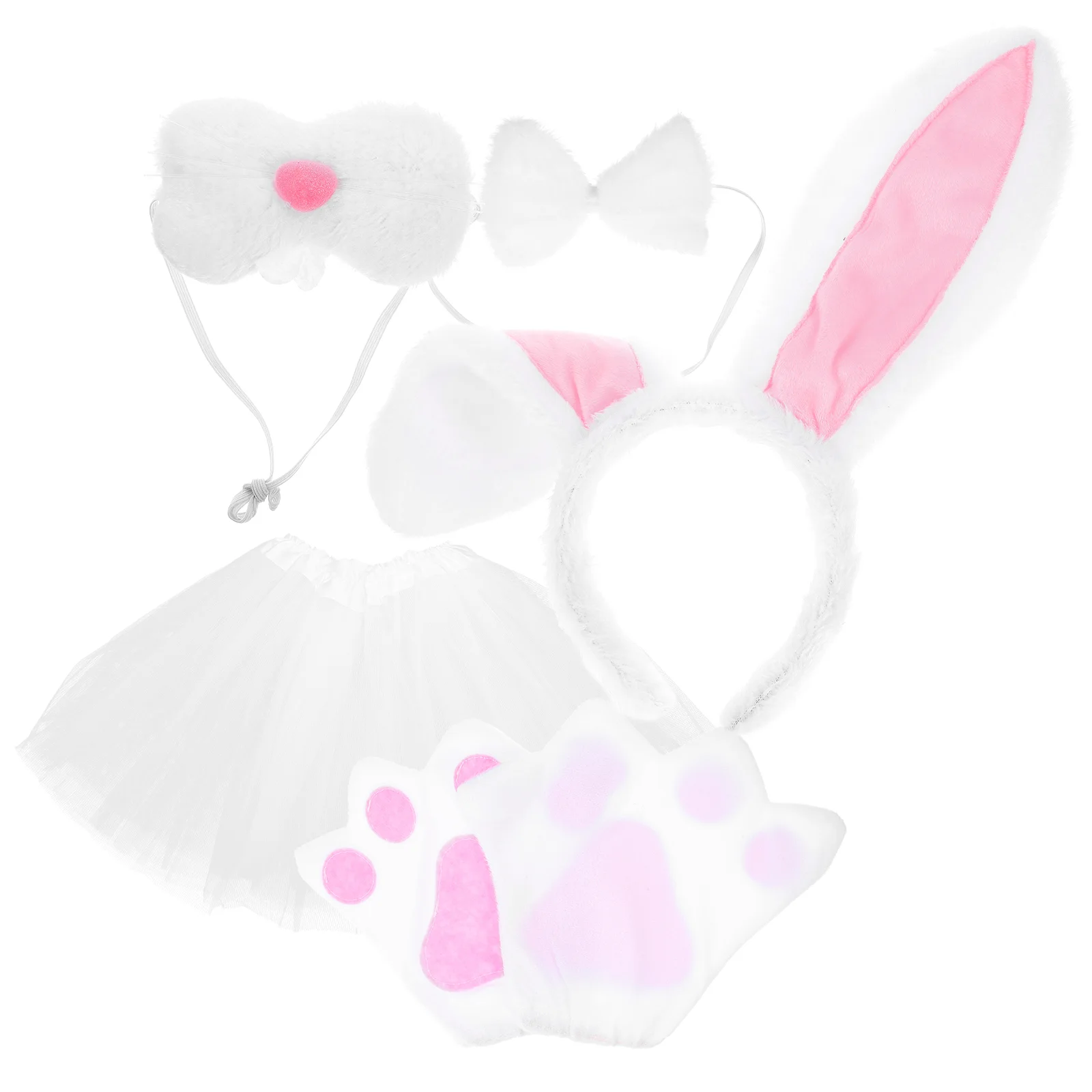 

1 Set Rabbit Ear Headband Tutu Skirt Easter Tail Bowtie Animal Costume Props for Performance