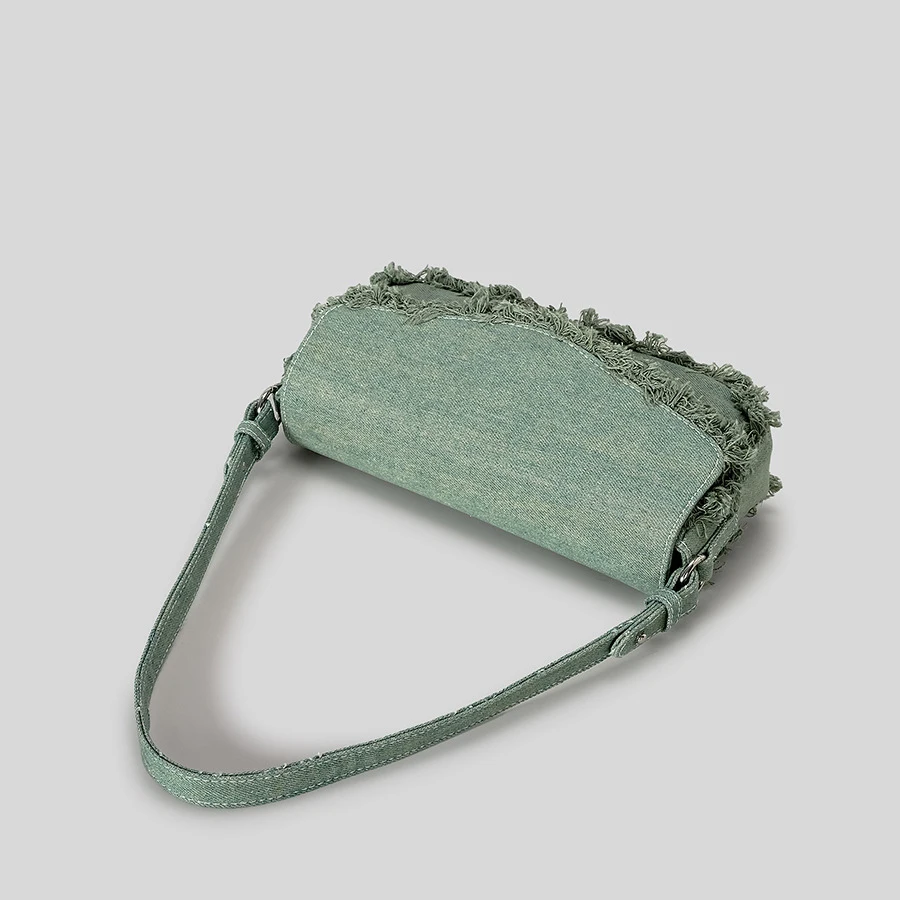 Tassel Cover Women Handbags Fashion Denim Shoulder Bag Canvas Crossbody Designer Bags for Women 2024 Square Armpit Bag Clutch