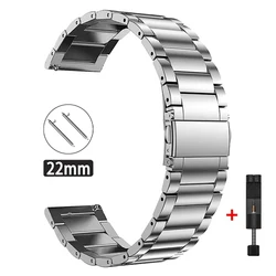 Premium Titanium Metal Watch Strap - 22mm Replacement Bracelet for 22mm Width (Titanium Silver)