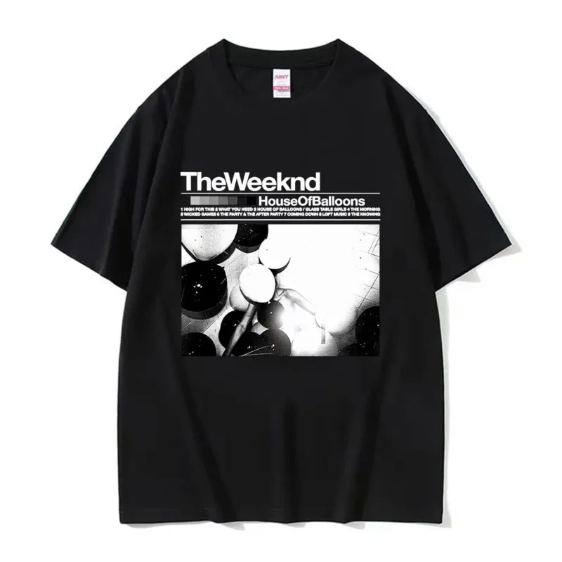 The Weeknd House Of Balloons Album Cover Poster T Shirt Moda Uomo Vintage Oversize T-Shirt Unisex Cotone Manica Corta Top