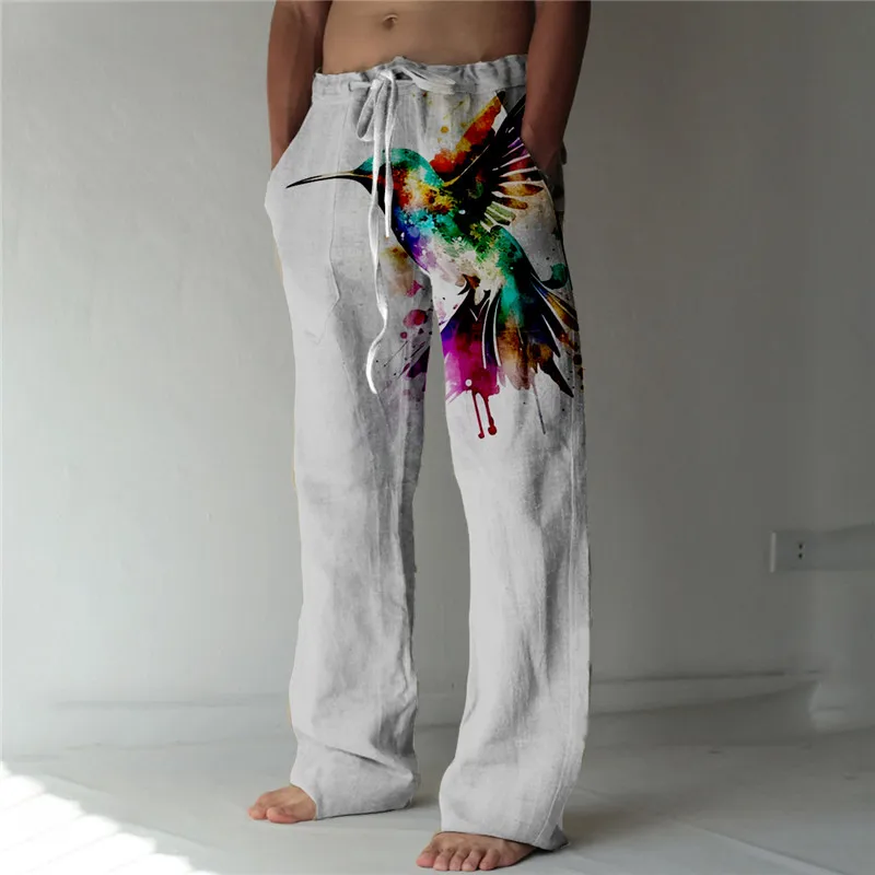 Hot Male 3D Printed Oversized Street Slacks Sports Pants Fashion Spring And Fall Pants Bubble Pants Beach Pants